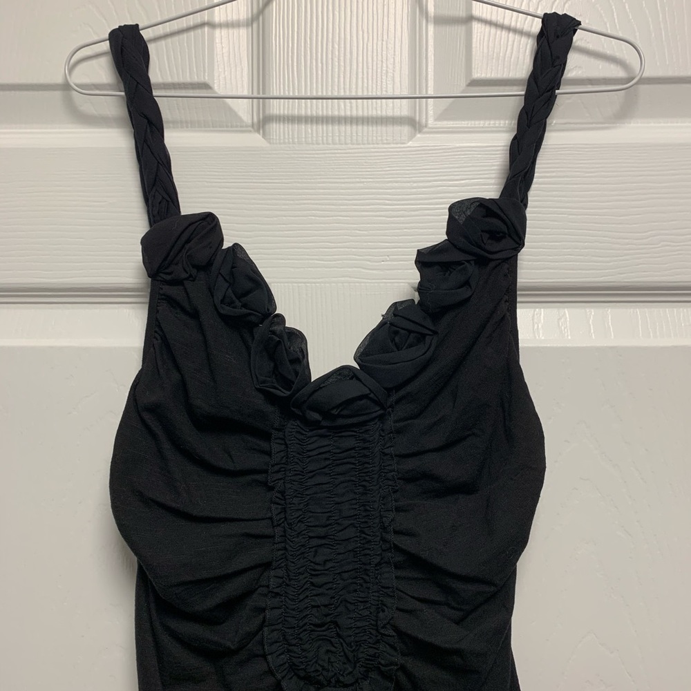 Anthropologie Black Rosette Tank